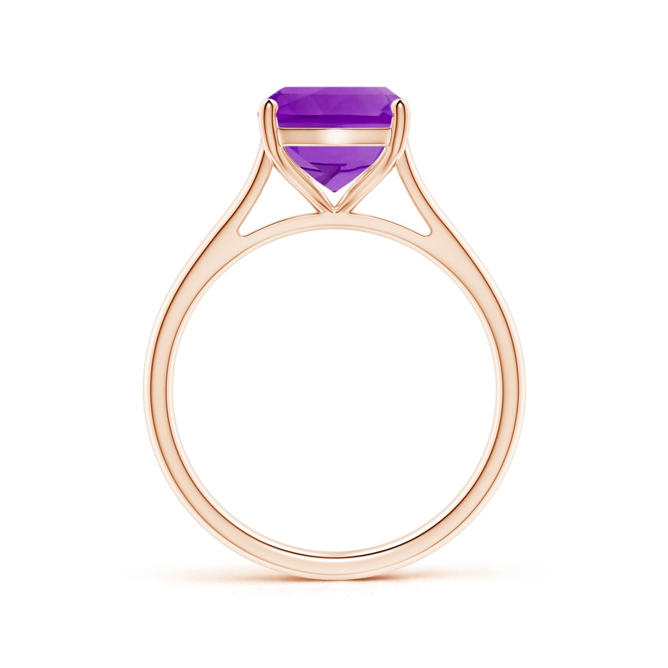 10x8mm AAAA Rectangular Cushion Amethyst Cocktail Ring in Rose Gold side-1