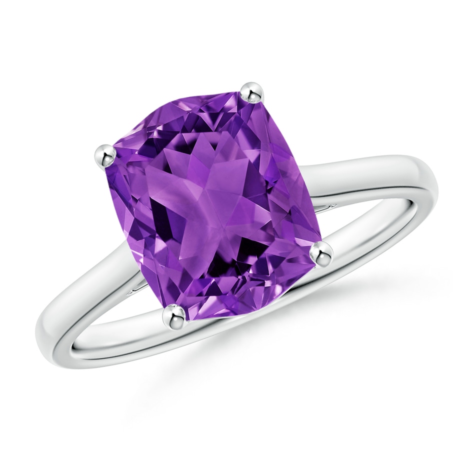 10x8mm AAAA Rectangular Cushion Amethyst Cocktail Ring in White Gold 