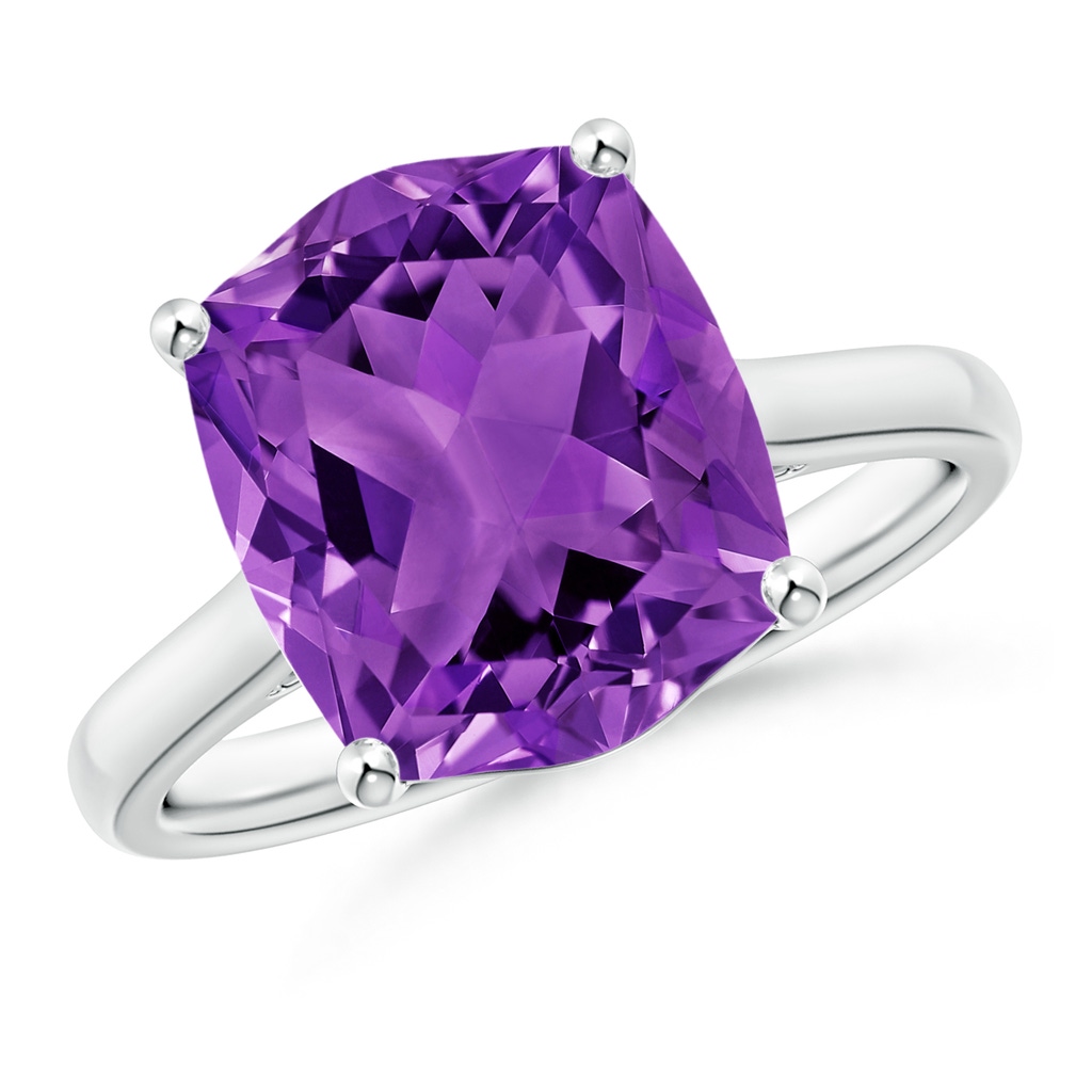 12x10mm AAAA Rectangular Cushion Amethyst Cocktail Ring in White Gold