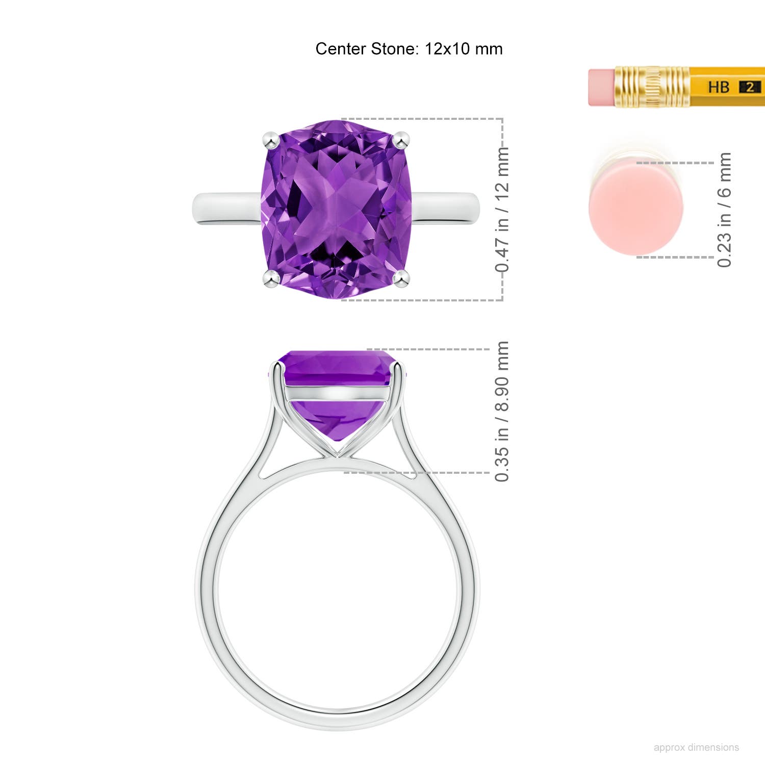 AAAA - Amethyst / 5 CT / 14 KT White Gold