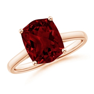 10x8mm AAAA Rectangular Cushion Garnet Cocktail Ring in 9K Rose Gold