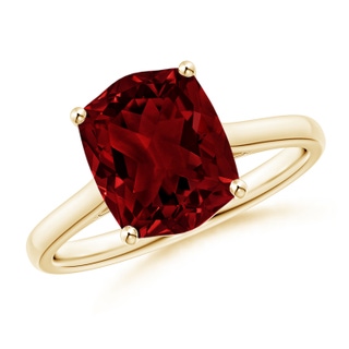 10x8mm AAAA Rectangular Cushion Garnet Cocktail Ring in Yellow Gold