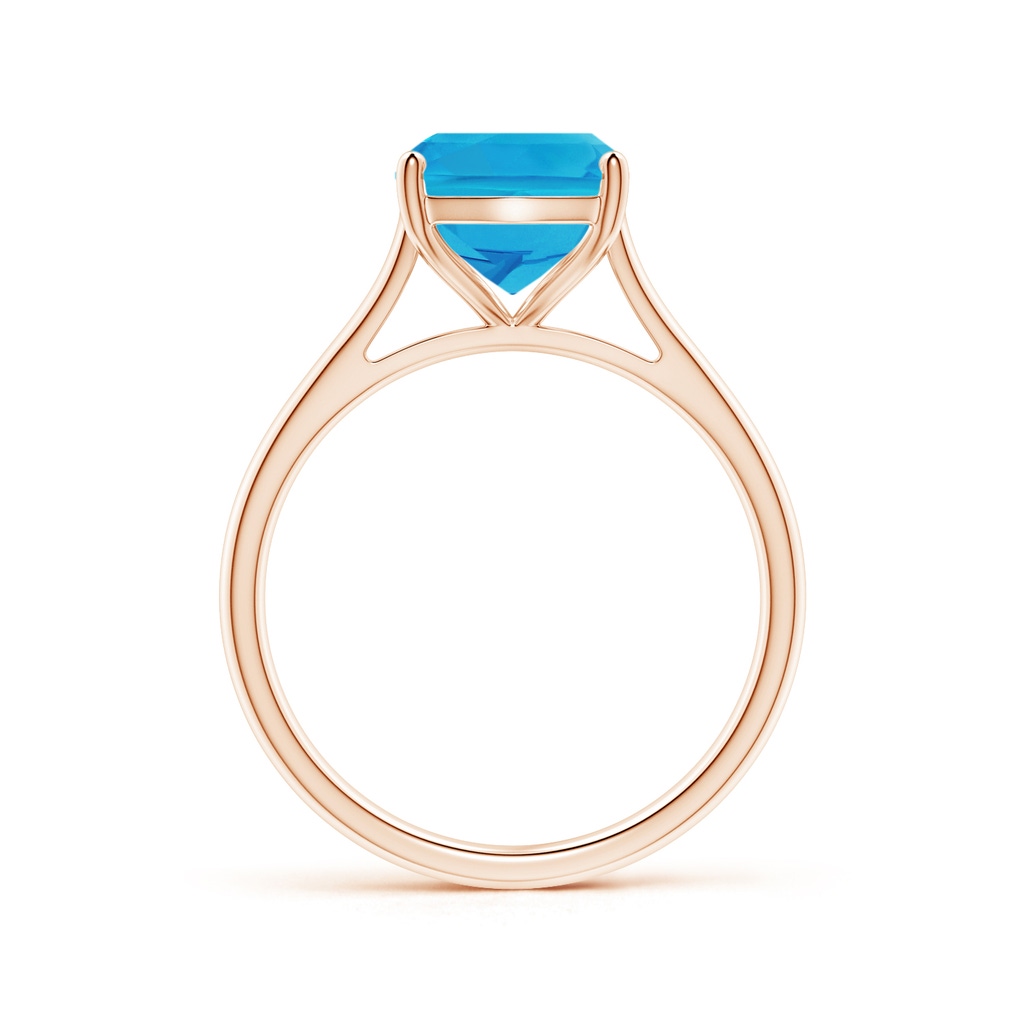 10x8mm AAAA Rectangular Cushion Swiss Blue Topaz Cocktail Ring in Rose Gold - side_1