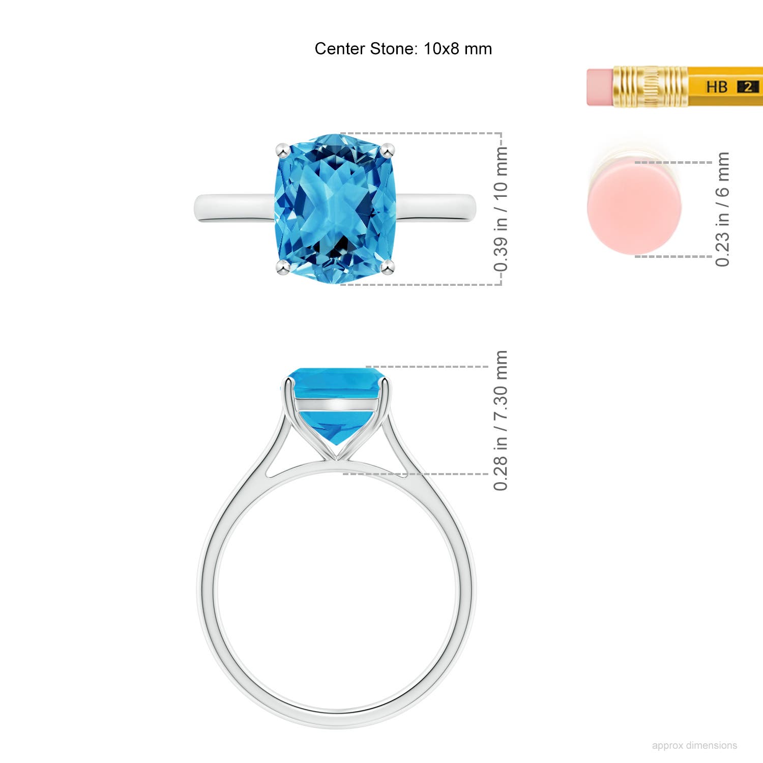 AAAA - Swiss Blue Topaz / 3.3 CT / 14 KT White Gold