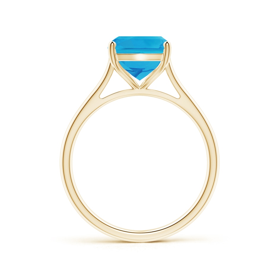 10x8mm AAAA Rectangular Cushion Swiss Blue Topaz Cocktail Ring in Yellow Gold side-1