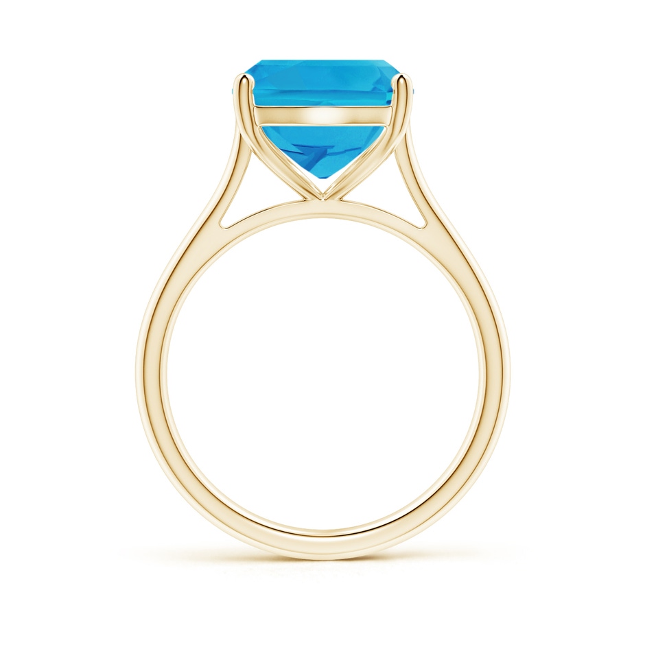 12x10mm AAAA Rectangular Cushion Swiss Blue Topaz Cocktail Ring in Yellow Gold side-1