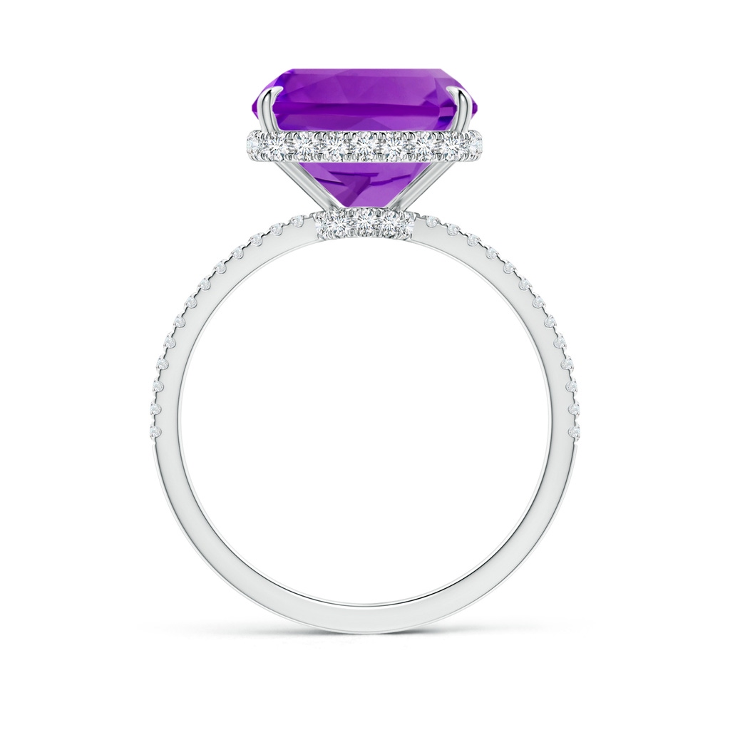 12x10mm AAAA Rectangular Cushion Amethyst Hidden Halo Cocktail Ring in White Gold Side-1