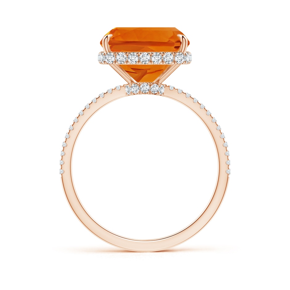 12x10mm AAAA Rectangular Cushion Citrine Hidden Halo Cocktail Ring in Rose Gold side-1