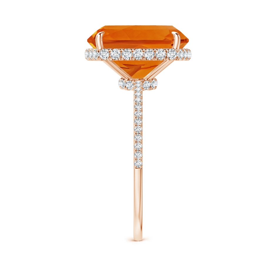 12x10mm AAAA Rectangular Cushion Citrine Hidden Halo Cocktail Ring in Rose Gold side-2