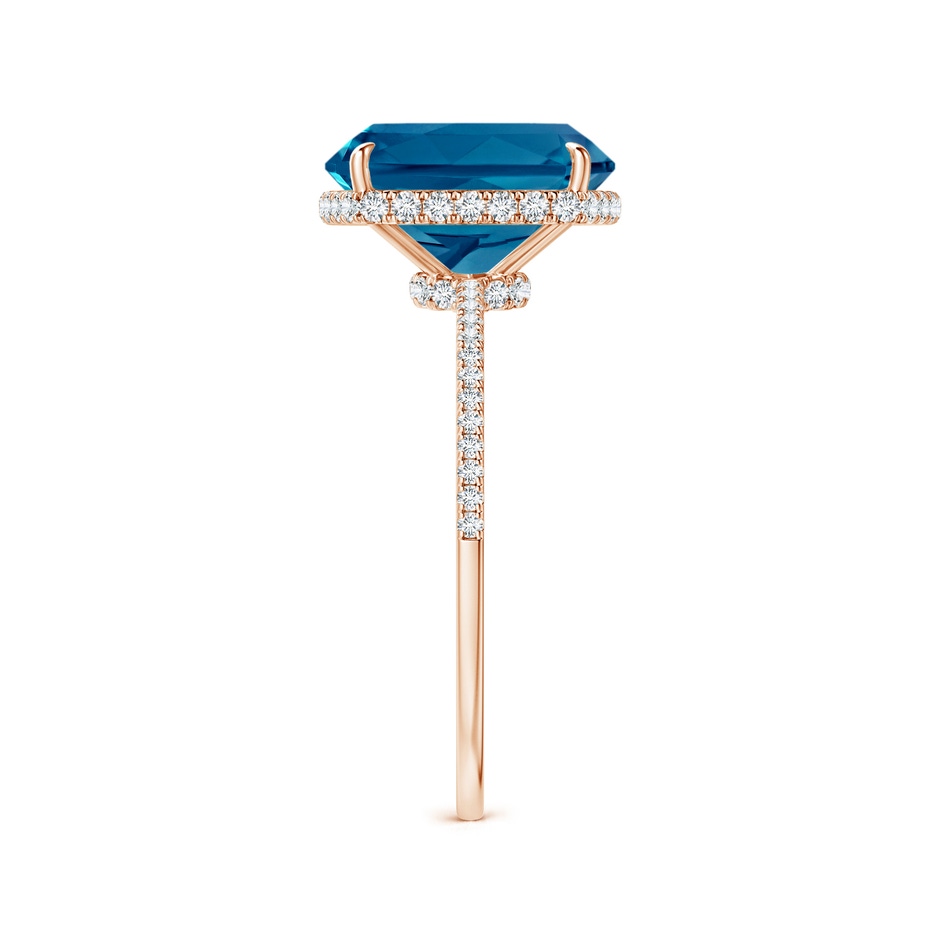 10x8mm AAAA Rectangular Cushion London Blue Topaz Hidden Halo Cocktail Ring in Rose Gold side-2