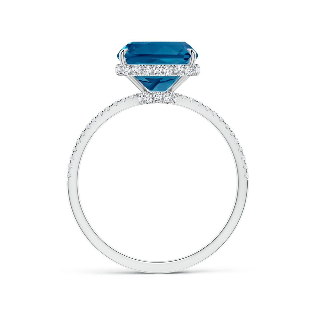 10x8mm AAAA Rectangular Cushion London Blue Topaz Hidden Halo Cocktail Ring in White Gold - side_1