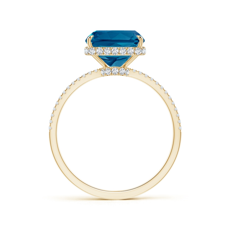 10x8mm AAAA Rectangular Cushion London Blue Topaz Hidden Halo Cocktail Ring in Yellow Gold side-1