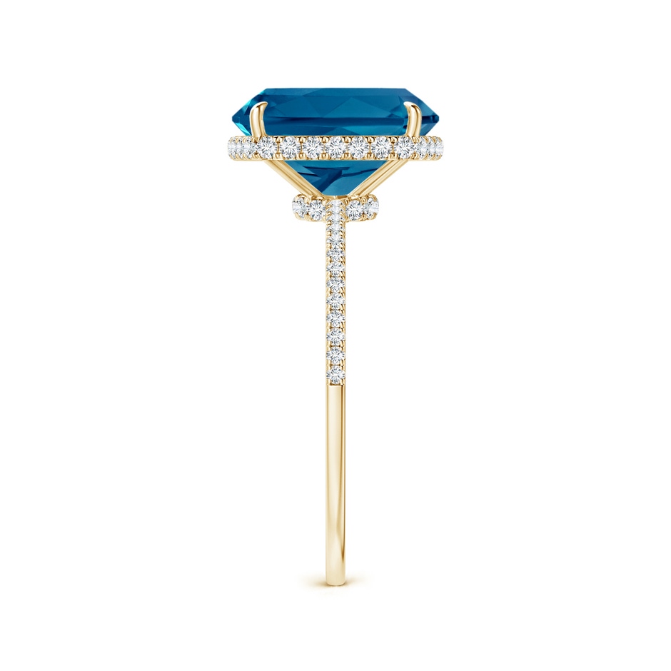 10x8mm AAAA Rectangular Cushion London Blue Topaz Hidden Halo Cocktail Ring in Yellow Gold side-2