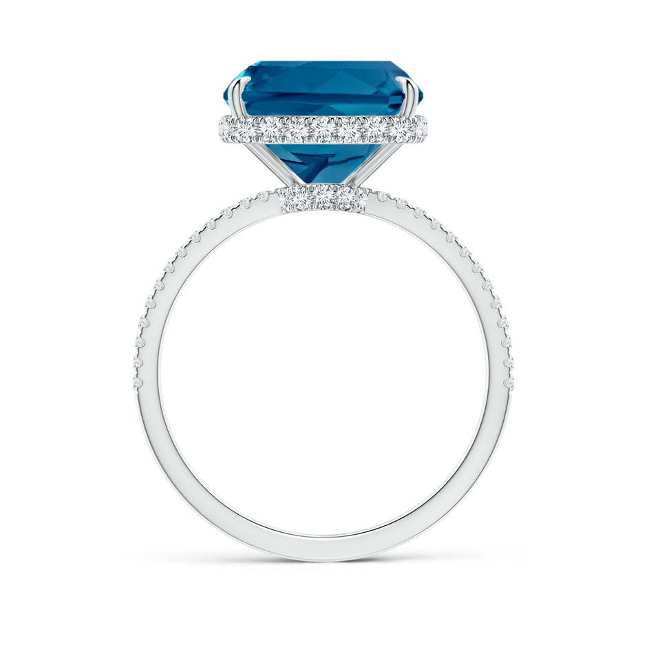 12x10mm AAAA Rectangular Cushion London Blue Topaz Hidden Halo Cocktail Ring in White Gold side-1