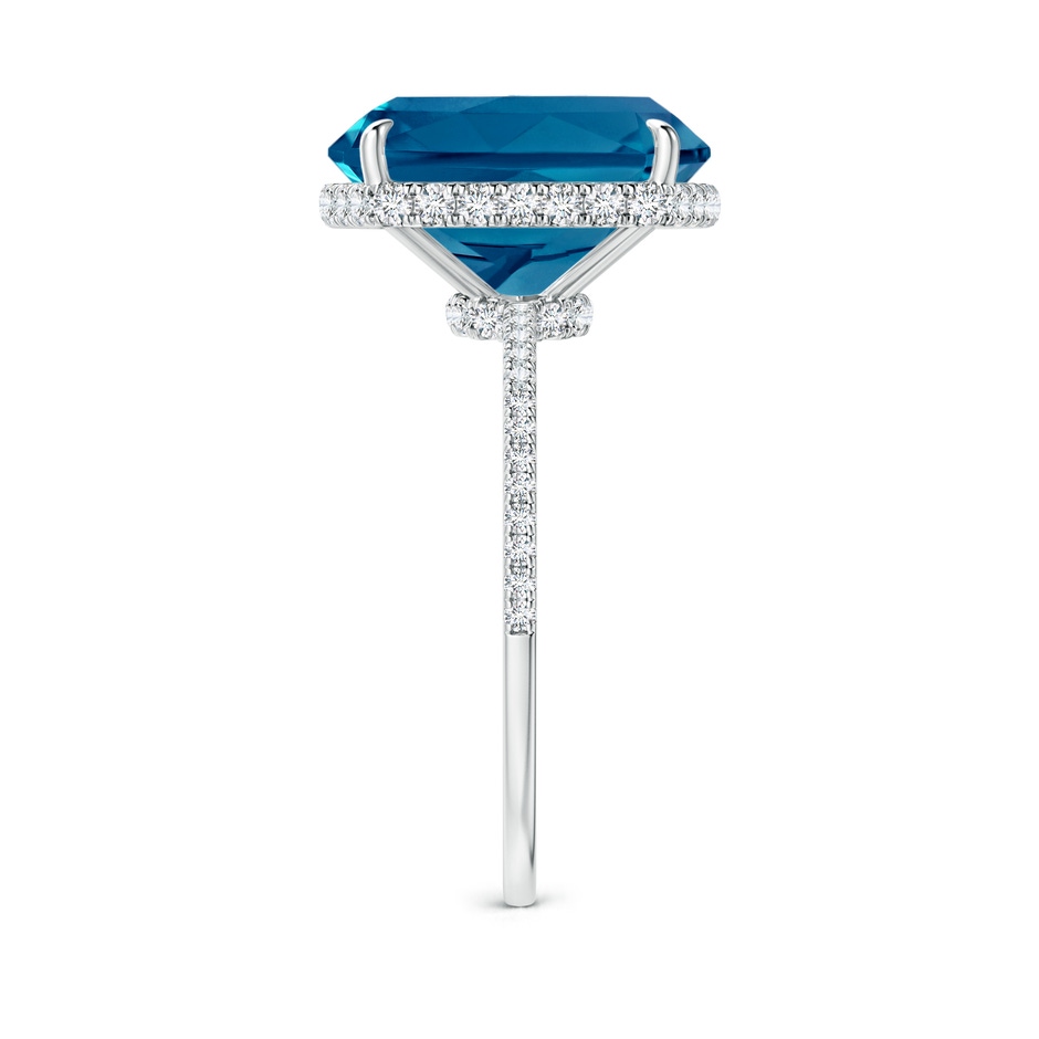 12x10mm AAAA Rectangular Cushion London Blue Topaz Hidden Halo Cocktail Ring in White Gold side-2