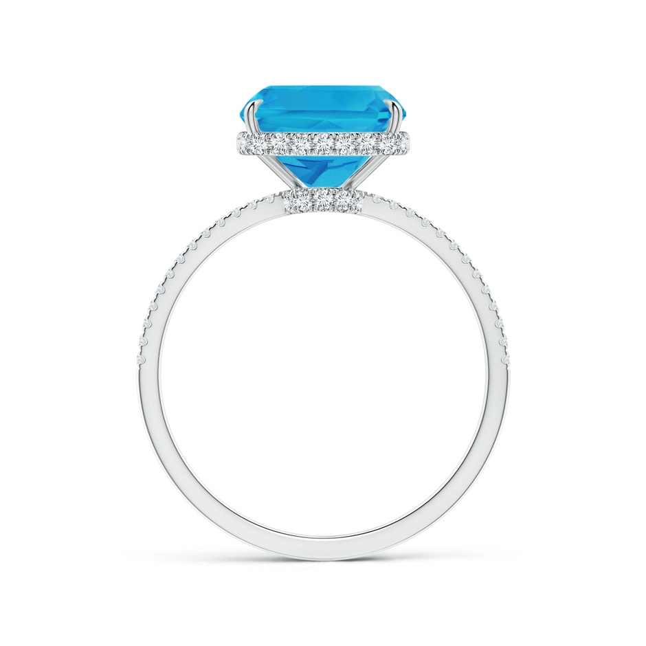 10x8mm AAAA Rectangular Cushion Swiss Blue Topaz Hidden Halo Cocktail Ring in White Gold side-1