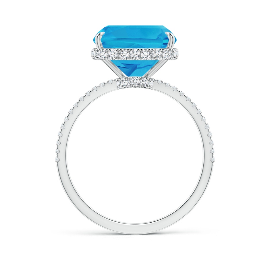 12x10mm AAAA Rectangular Cushion Swiss Blue Topaz Hidden Halo Cocktail Ring in White Gold side-1