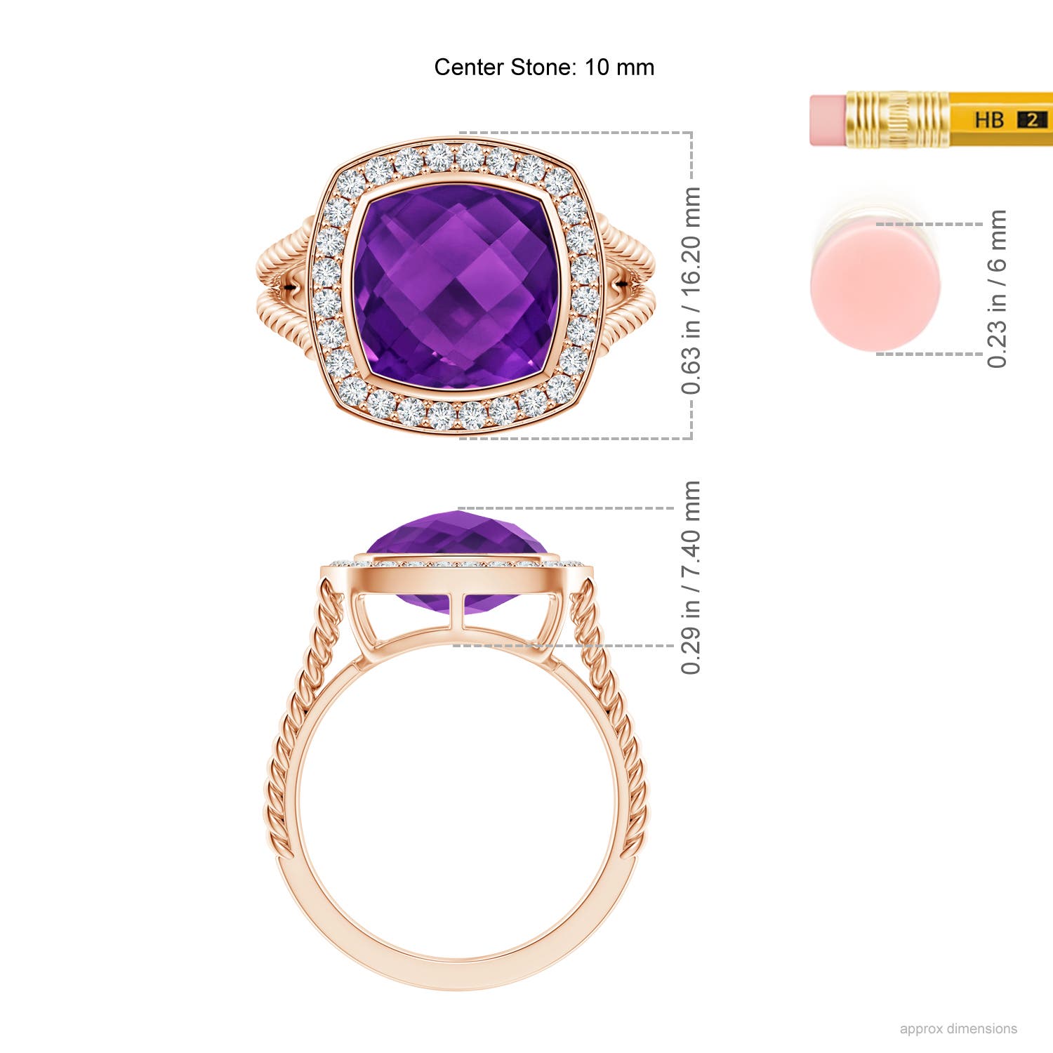 AAAA - Amethyst / 4.34 CT / 14 KT Rose Gold