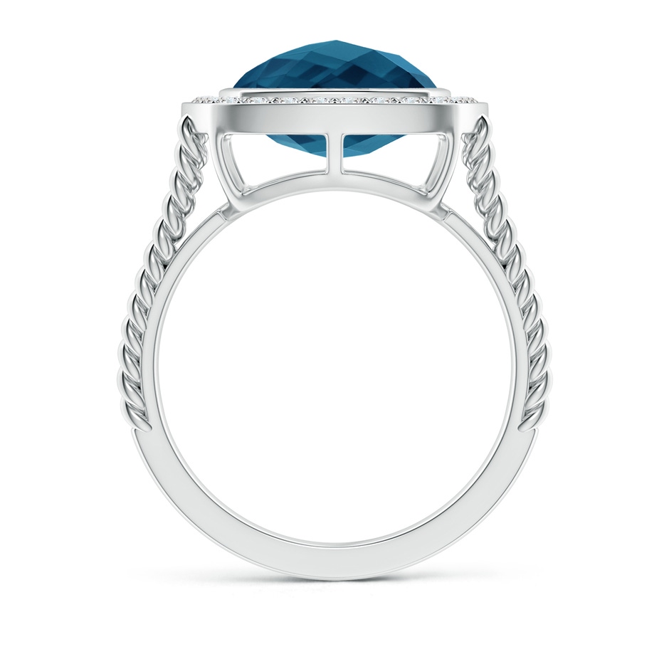 10mm AAAA Cushion London Blue Topaz Twisted Rope Ring with Diamond Halo in White Gold side-1