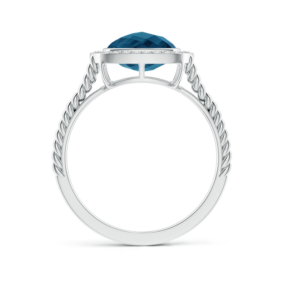 8mm AAAA Cushion London Blue Topaz Twisted Rope Ring with Diamond Halo in White Gold side-1