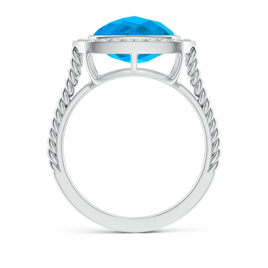 10mm AAAA Cushion Swiss Blue Topaz Twisted Rope Ring with Diamond Halo in White Gold side-1