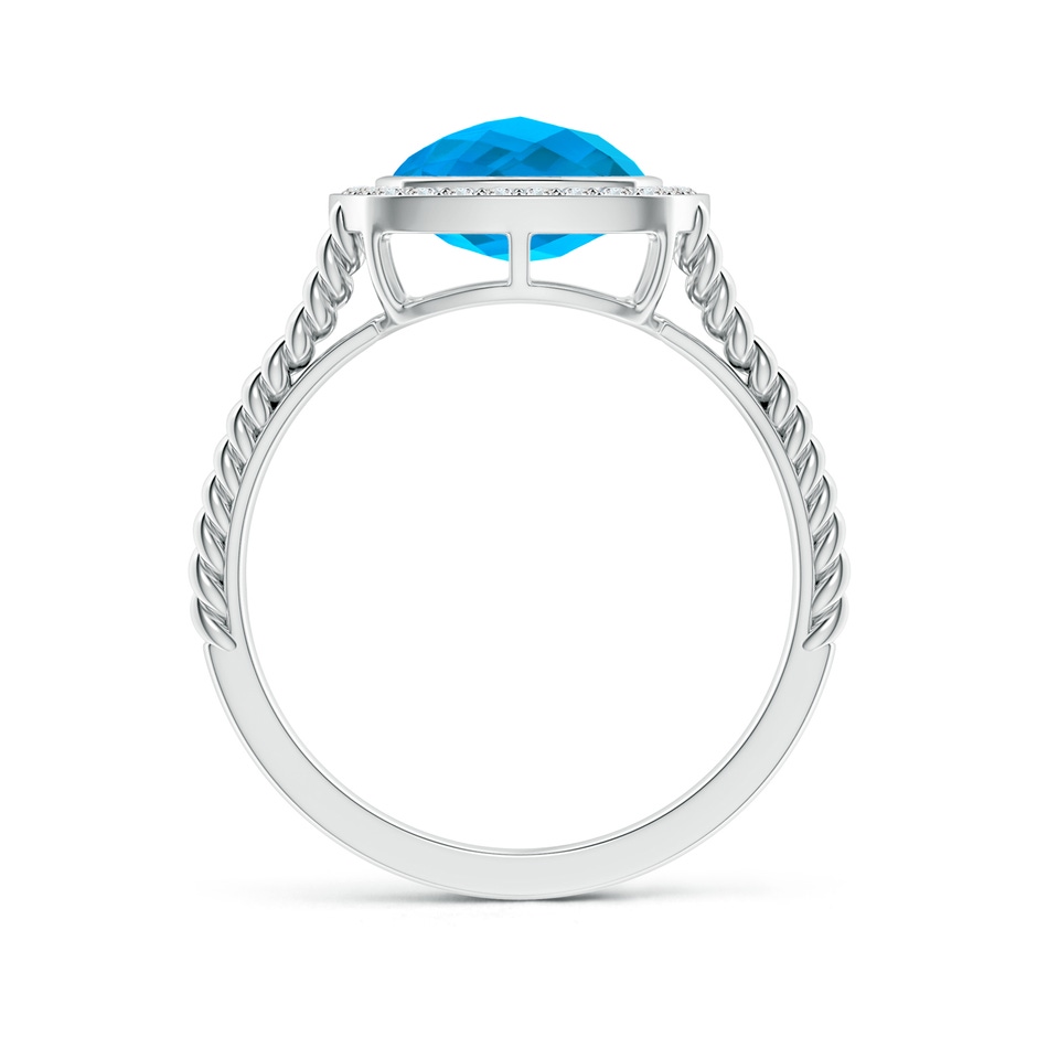 8mm AAAA Cushion Swiss Blue Topaz Twisted Rope Ring with Diamond Halo in White Gold side-1