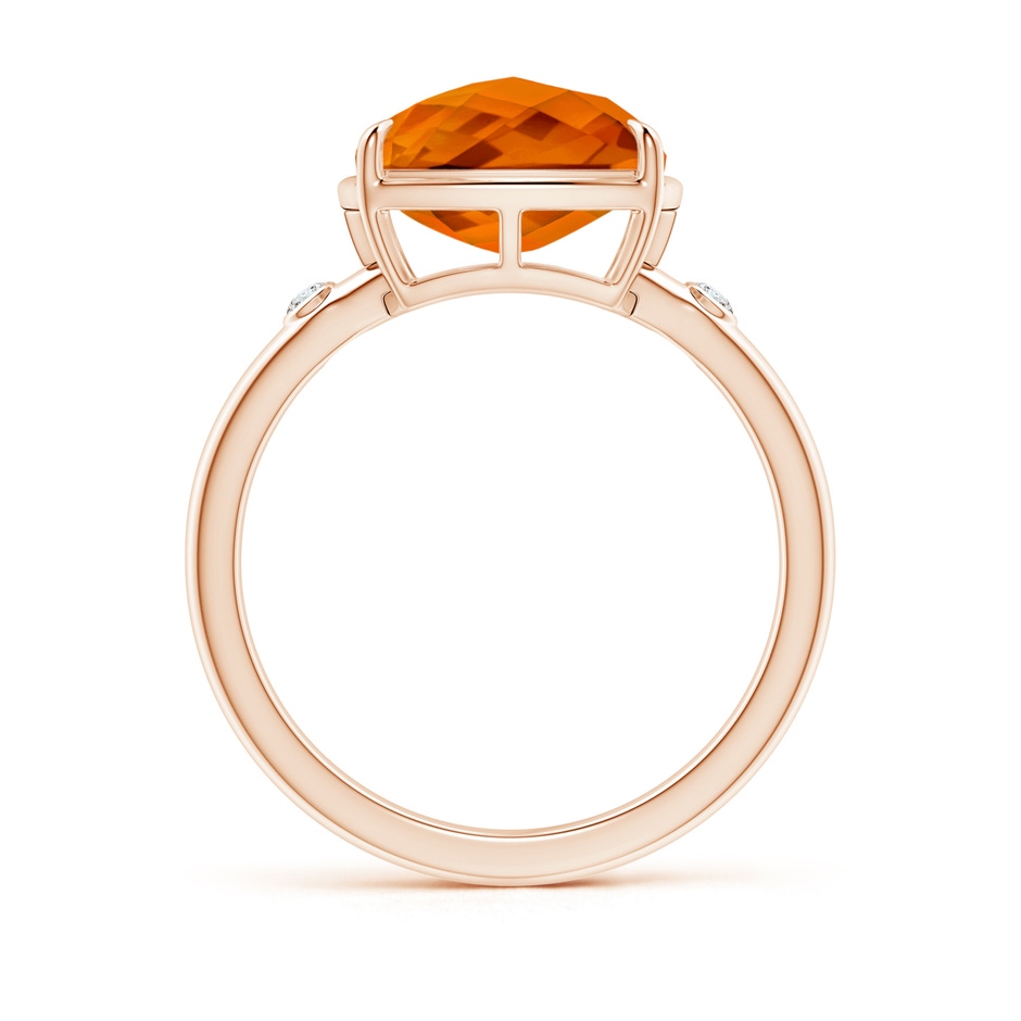 10mm AAAA Cushion Citrine Cocktail Ring with Bezel Diamonds in Rose Gold side-1
