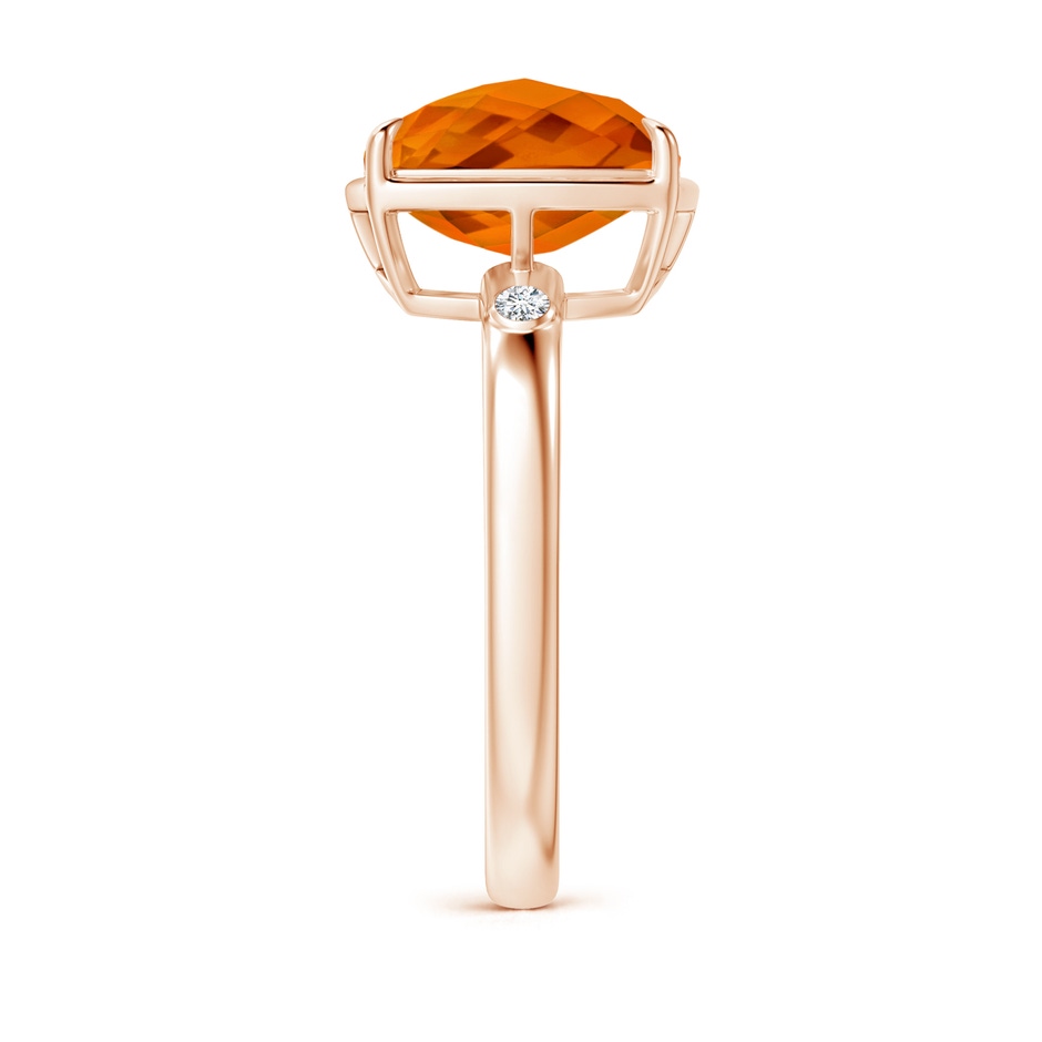 10mm AAAA Cushion Citrine Cocktail Ring with Bezel Diamonds in Rose Gold side-2