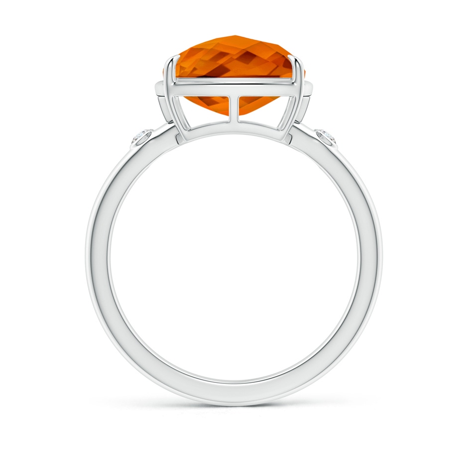 10mm AAAA Cushion Citrine Cocktail Ring with Bezel Diamonds in White Gold side-1