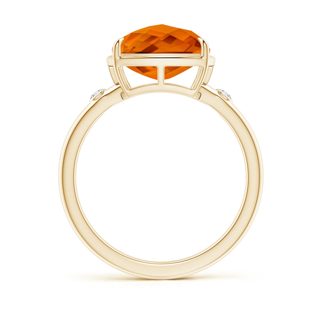 10mm AAAA Cushion Citrine Cocktail Ring with Bezel Diamonds in Yellow Gold Side-1