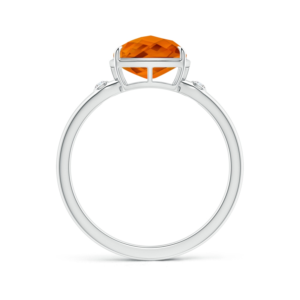 8mm AAAA Cushion Citrine Cocktail Ring with Bezel Diamonds in P950 Platinum Side-1