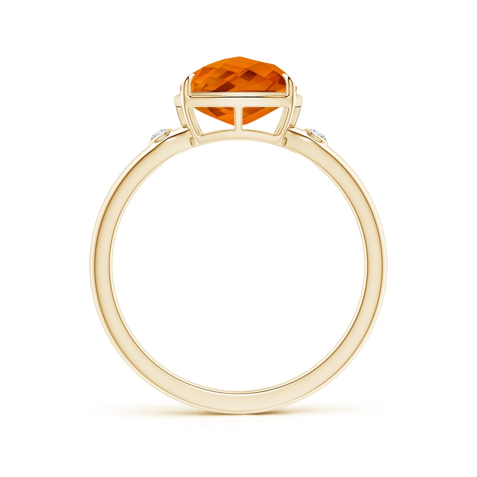 8mm AAAA Cushion Citrine Cocktail Ring with Bezel Diamonds in Yellow Gold side-1