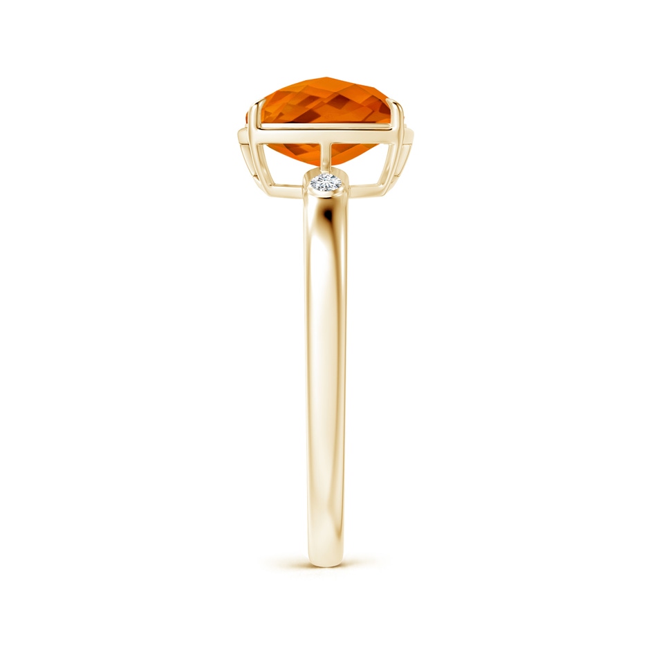 8mm AAAA Cushion Citrine Cocktail Ring with Bezel Diamonds in Yellow Gold side-2