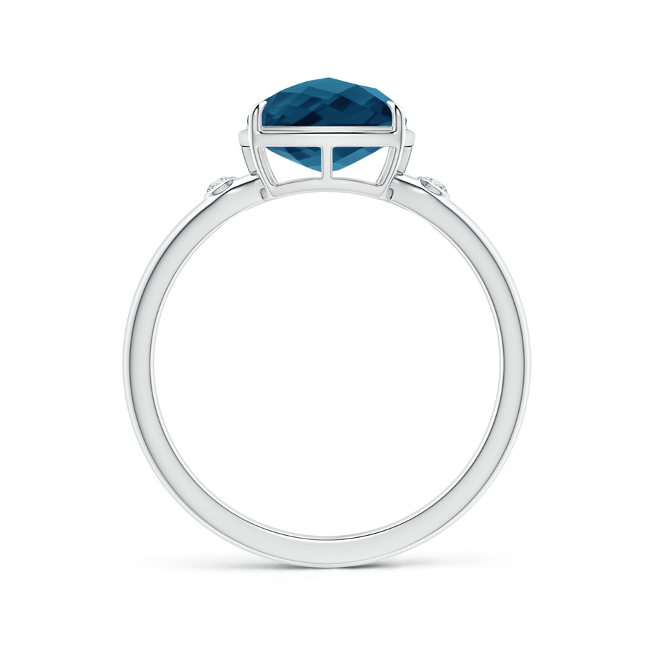 8mm AAAA Cushion London Blue Topaz Cocktail Ring with Bezel Diamonds in P950 Platinum side-1