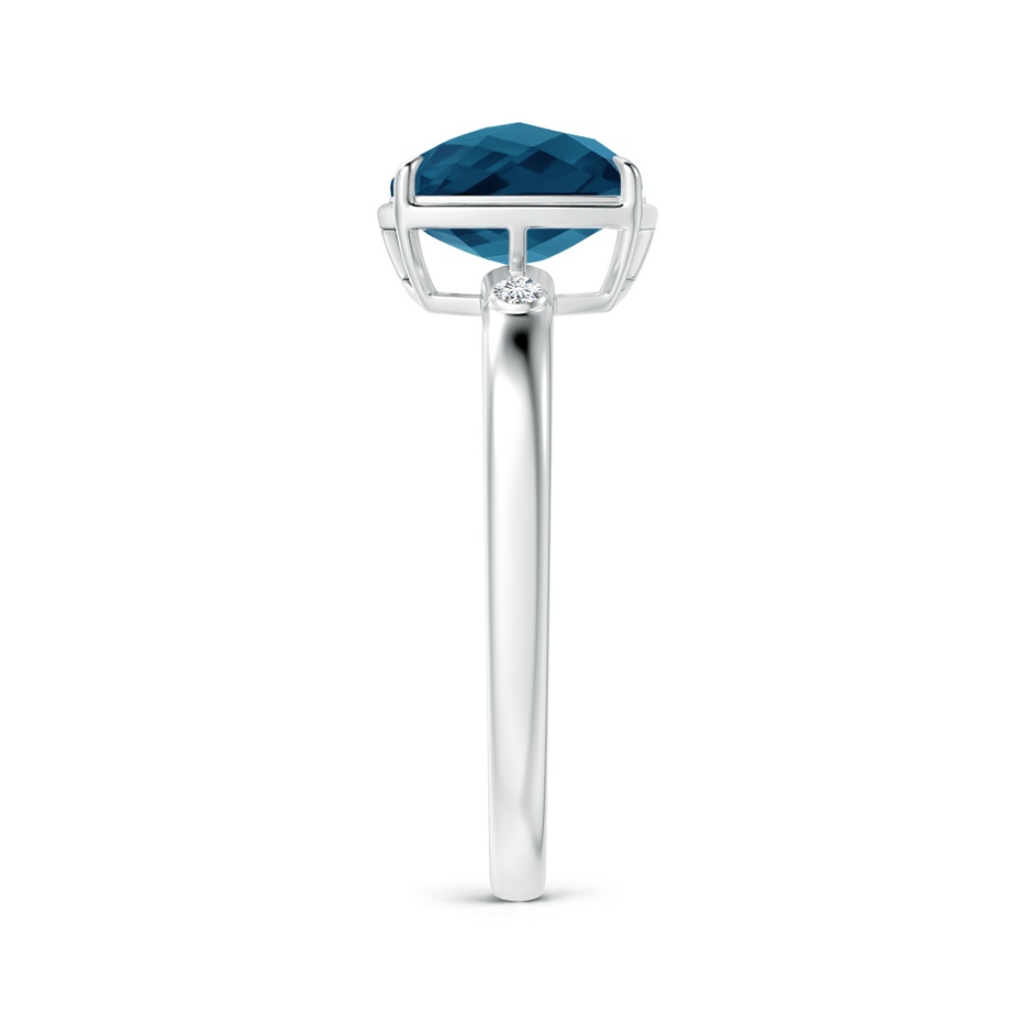 8mm AAAA Cushion London Blue Topaz Cocktail Ring with Bezel Diamonds in P950 Platinum side-2