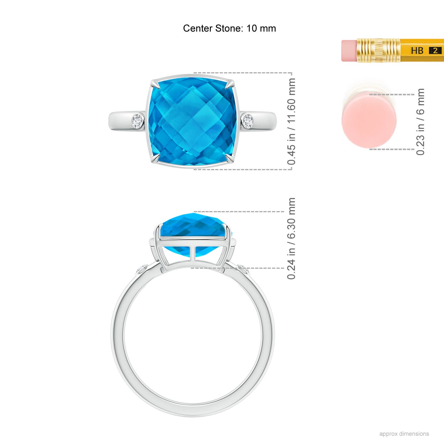 AAAA - Swiss Blue Topaz / 4.85 CT / 14 KT White Gold