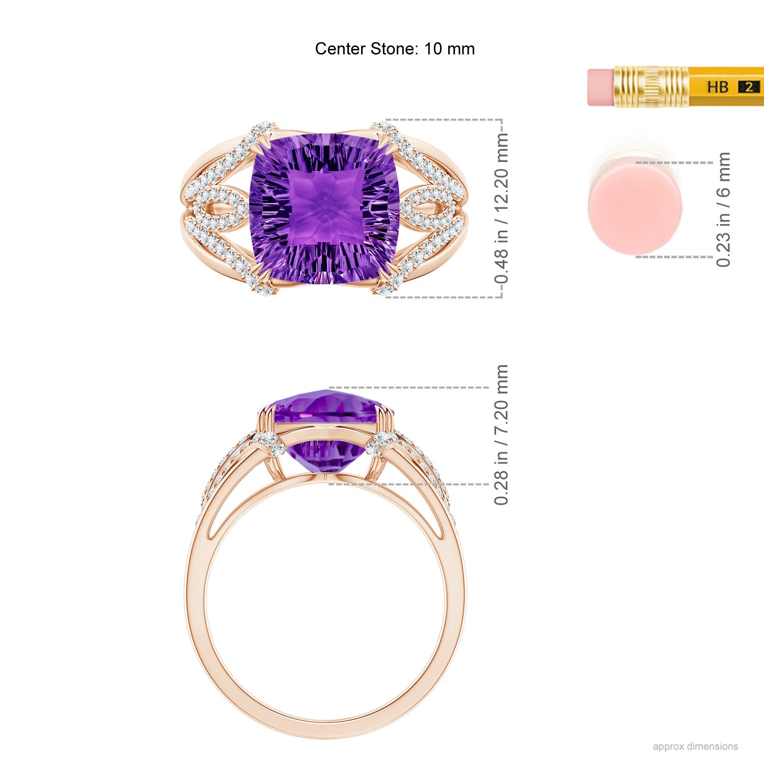 AAAA - Amethyst / 3.84 CT / 14 KT Rose Gold