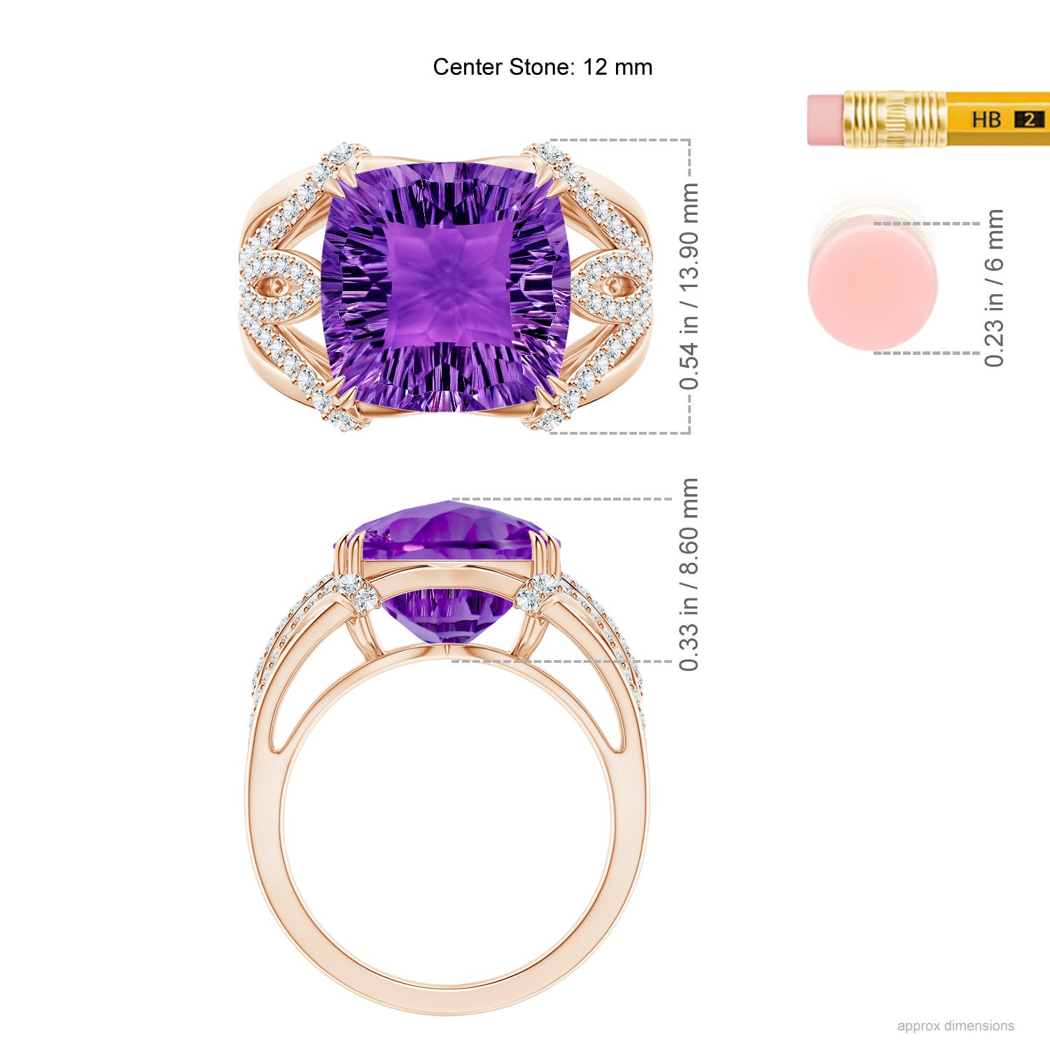 AAAA - Amethyst / 6 CT / 14 KT Rose Gold