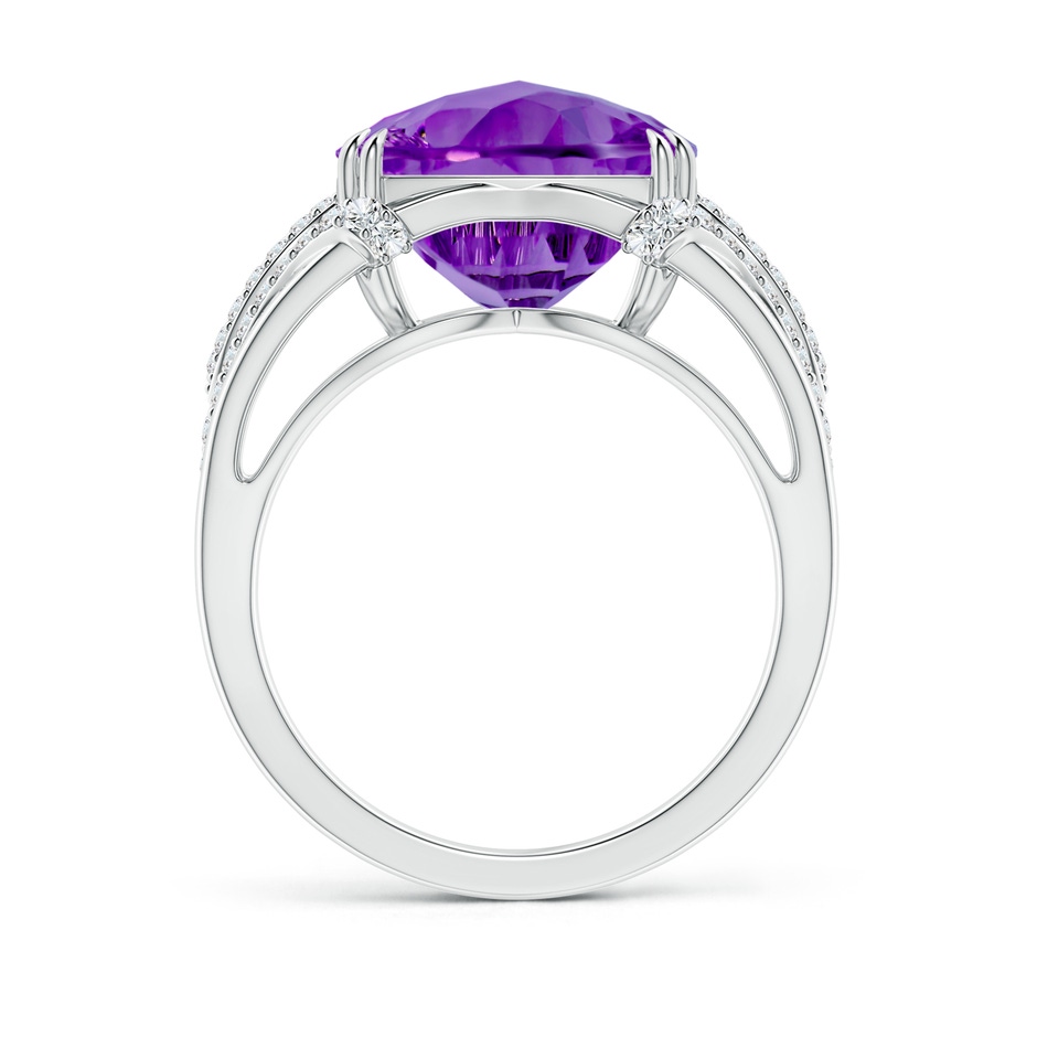 12mm AAAA Cushion Amethyst Wave Shank Cocktail Ring in White Gold Side-1