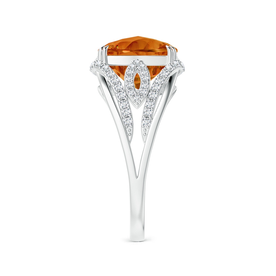 10mm AAAA Cushion Citrine Wave Shank Cocktail Ring in White Gold side-2