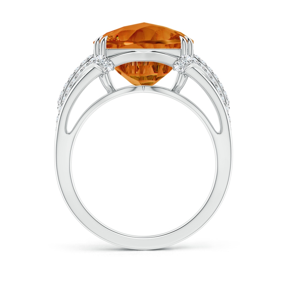 12mm AAAA Cushion Citrine Wave Shank Cocktail Ring in White Gold side-1