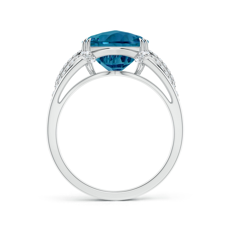 10mm AAAA Cushion London Blue Topaz Wave Shank Cocktail Ring in P950 Platinum side-1