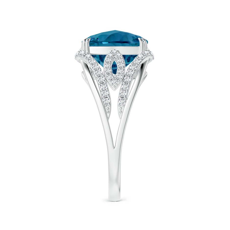 10mm AAAA Cushion London Blue Topaz Wave Shank Cocktail Ring in P950 Platinum side-2