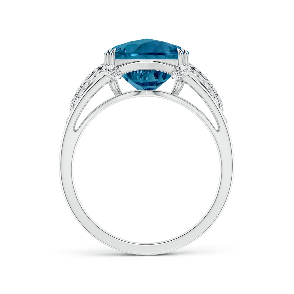 10mm AAAA Cushion London Blue Topaz Wave Shank Cocktail Ring in White Gold - side_1