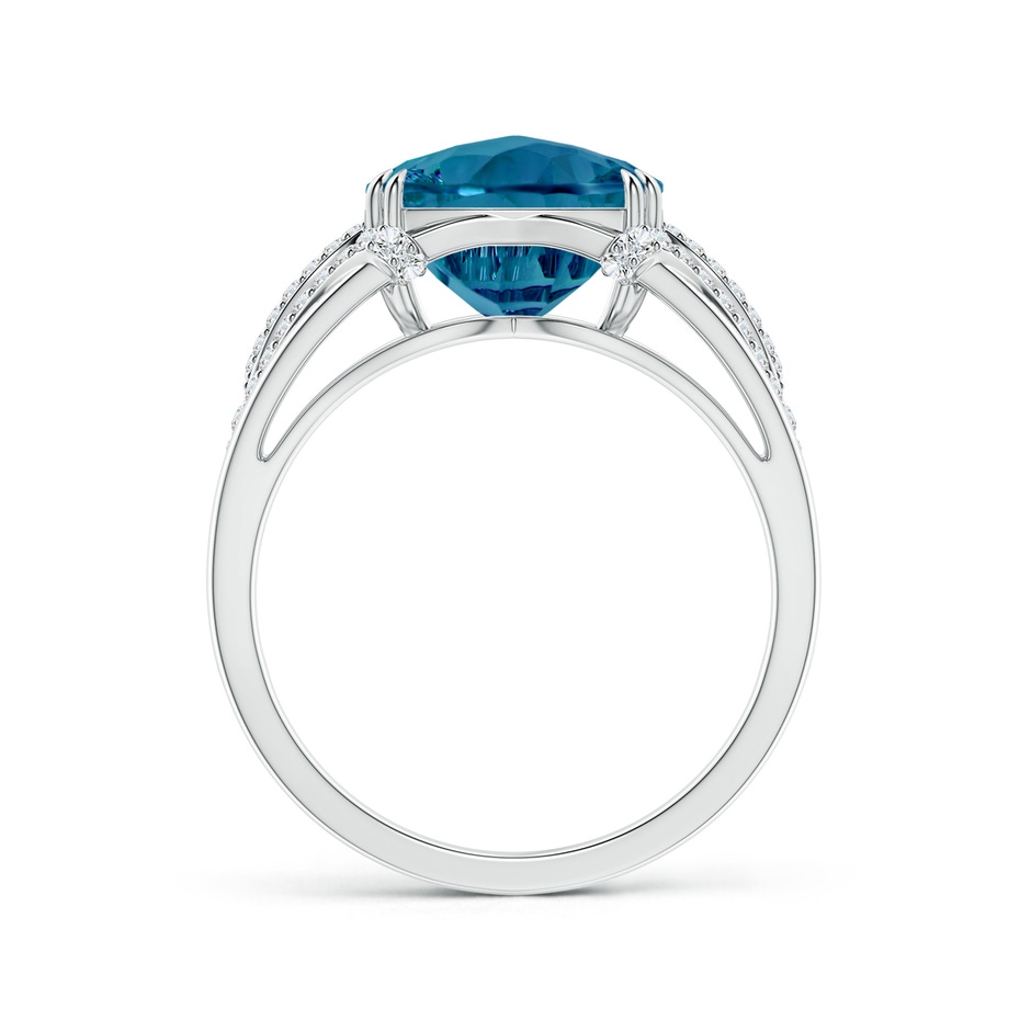 10mm AAAA Cushion London Blue Topaz Wave Shank Cocktail Ring in White Gold side-1