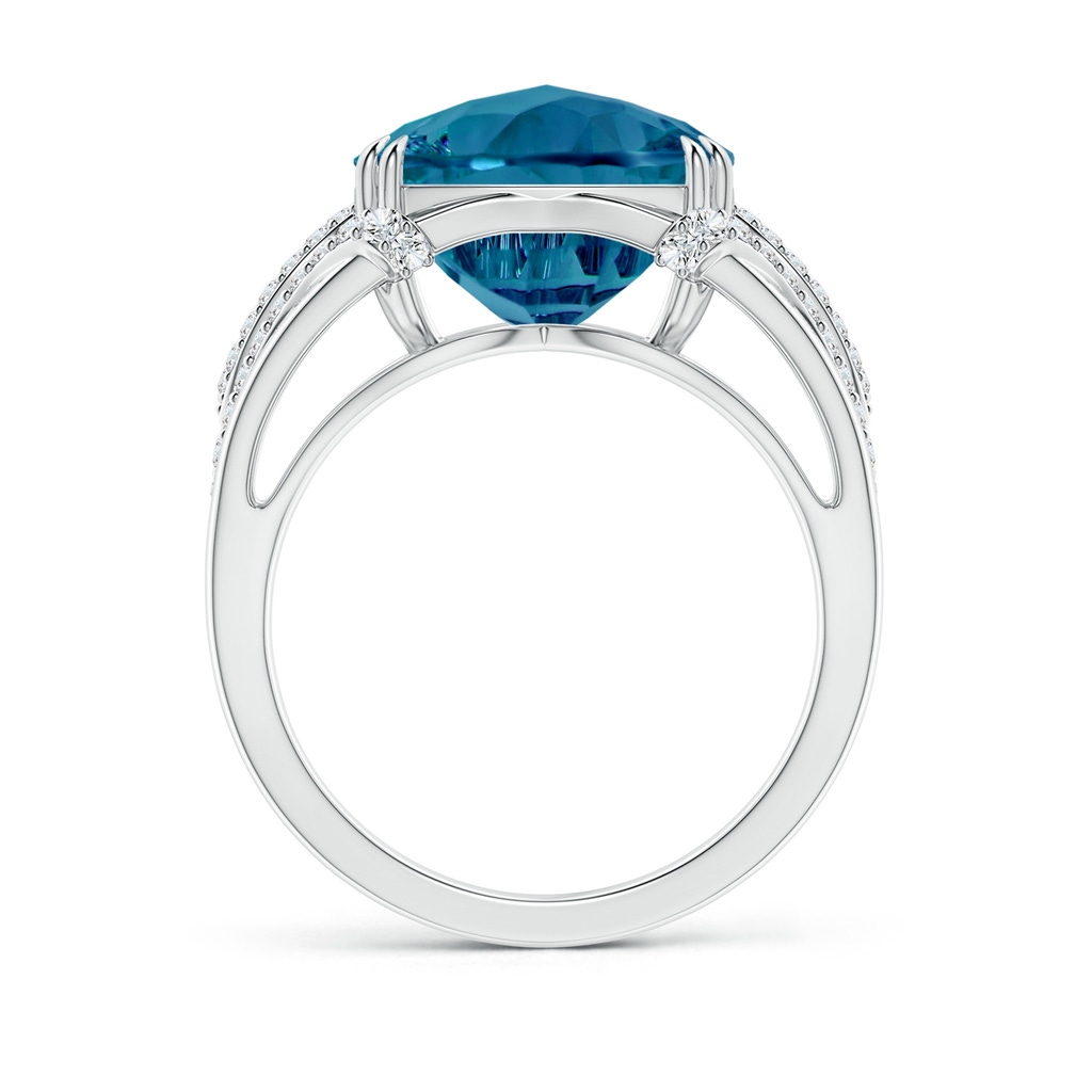 12mm AAAA Cushion London Blue Topaz Wave Shank Cocktail Ring in White Gold - side_1