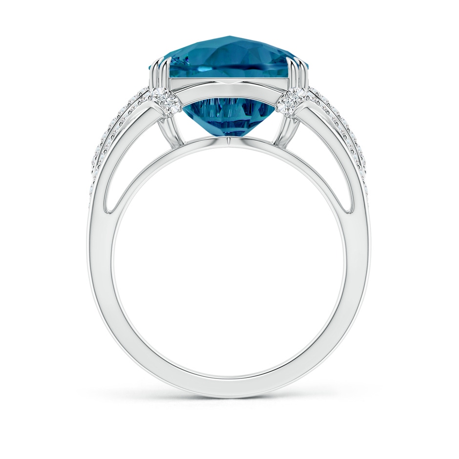 12mm AAAA Cushion London Blue Topaz Wave Shank Cocktail Ring in White Gold side-1