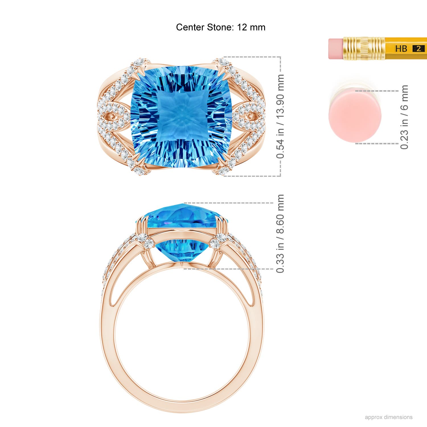 AAAA - Swiss Blue Topaz / 7.1 CT / 14 KT Rose Gold