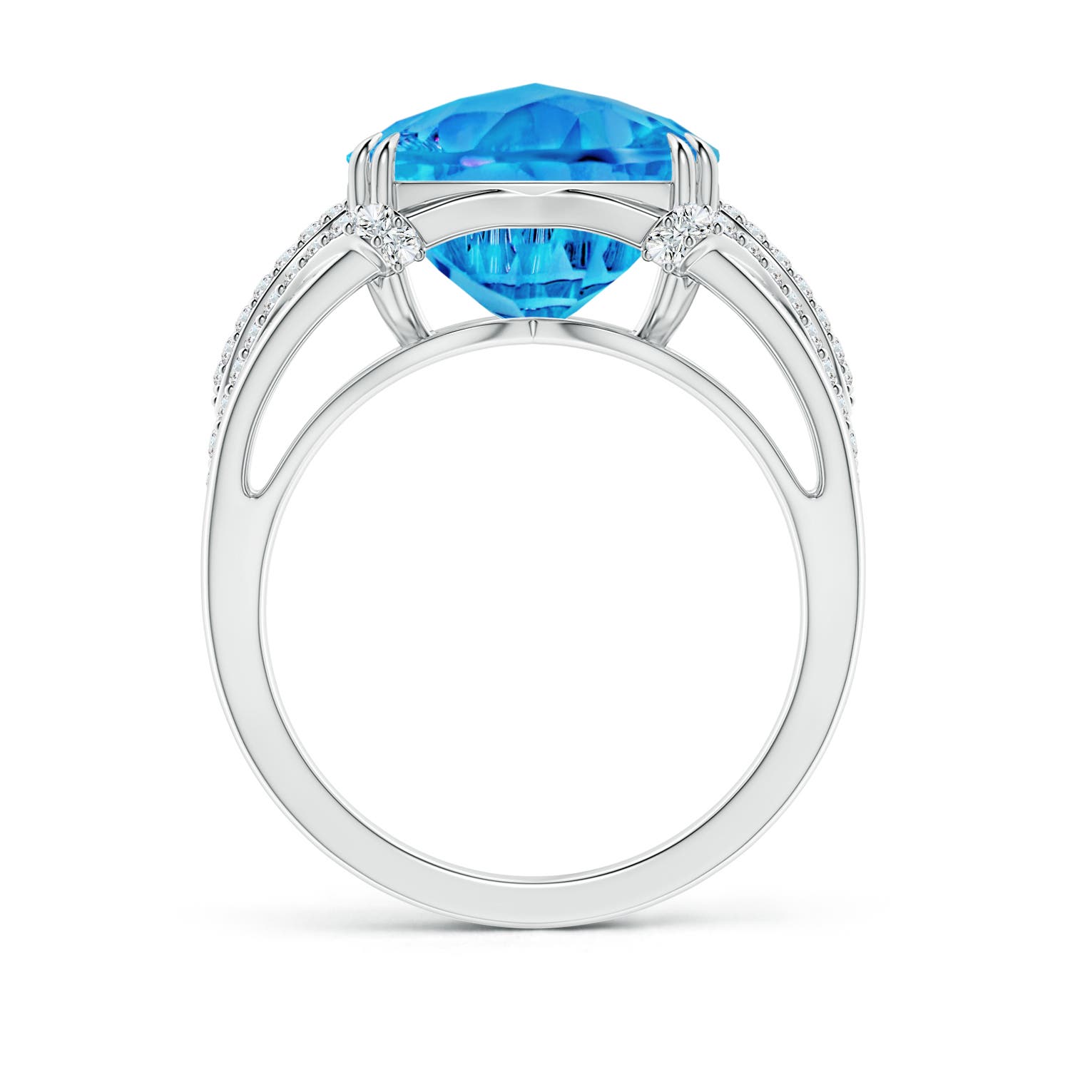 AAAA - Swiss Blue Topaz / 7.1 CT / 14 KT White Gold