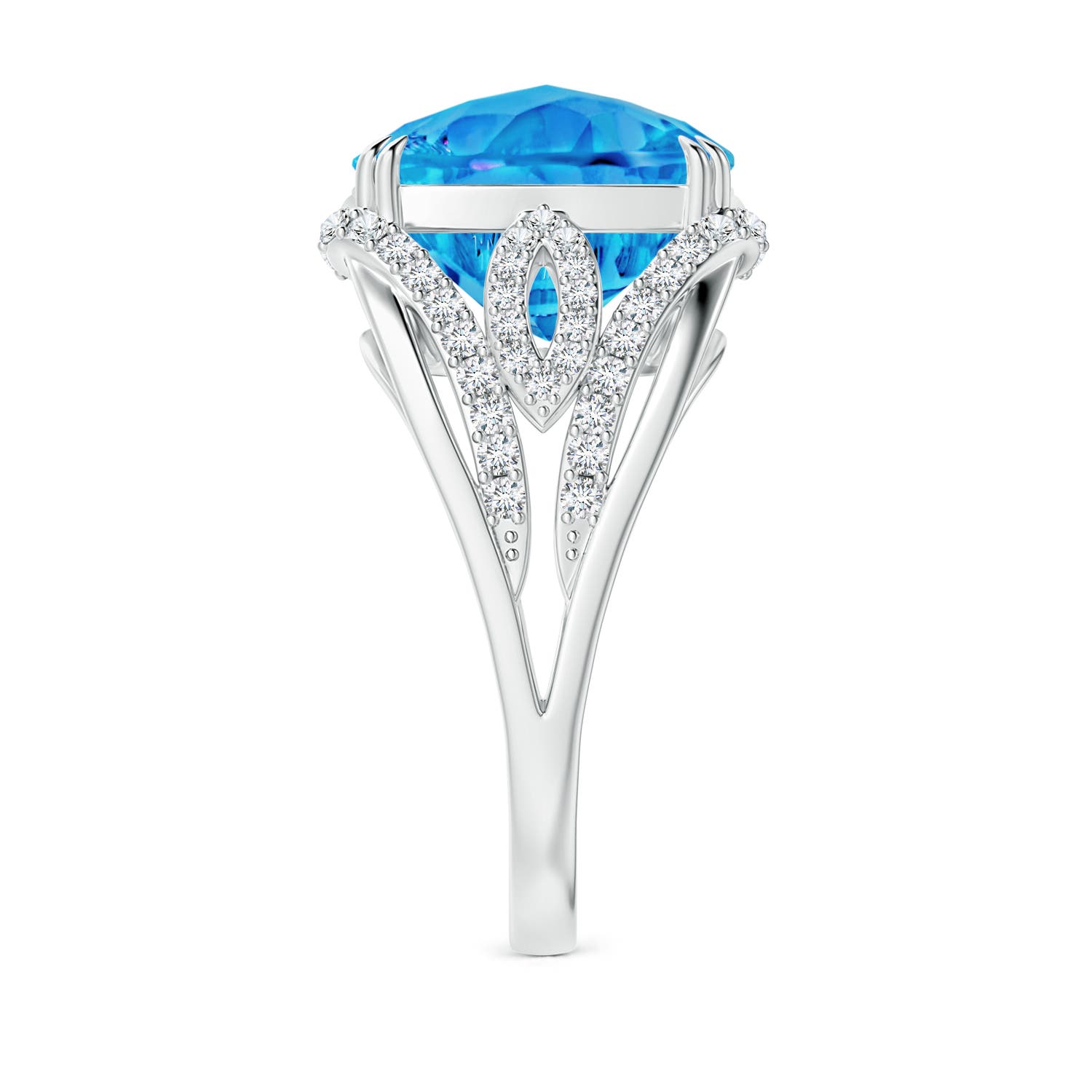 AAAA - Swiss Blue Topaz / 7.1 CT / 14 KT White Gold